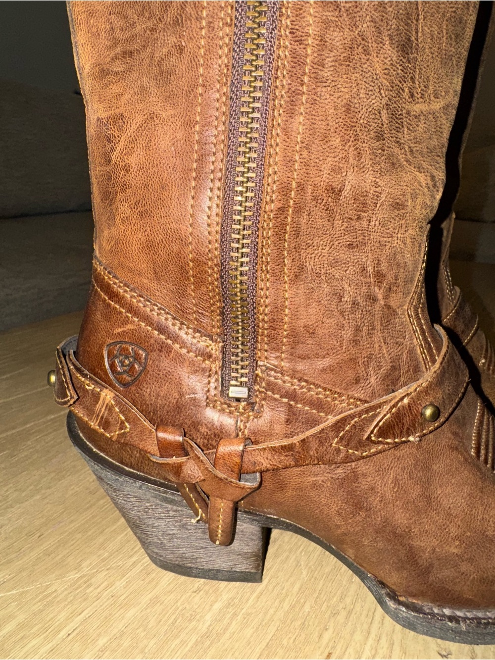 Ariat Women’s Chestnut Brown Leather Square Toe Tall Boots - Picture 6 of 9